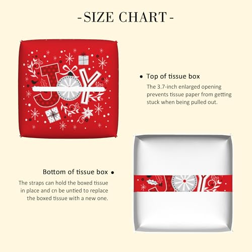 Square Leather Tissue Box Cover - Merry Christmas Snowflake Design