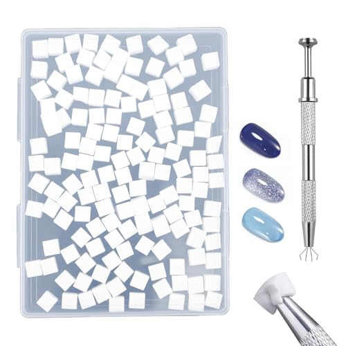 GASRONS Soft Nail Sponges 150PCS with Grabbing Pen and Brush for Ombre