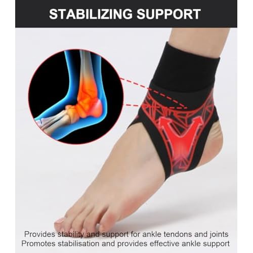 2 Pack Ankle Brace & Elastic Supports for Men & Women, Ankle Support Ankle Compression Sleeve, Plantar Fasciitis Relief Achilles Tendonitis Brace Achilles Tendonitis Wrap (Gray, S/M)