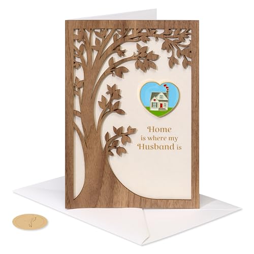 Papyrus Birthday Card for Husband - FSC Lasercut Tree Heart Charm