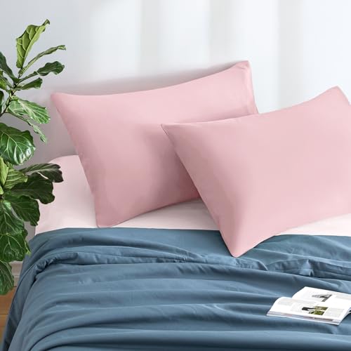 MILVOWOC Dusty Pink Brushed Microfiber Pillowcases - 20x26 Inch, 2 Pack