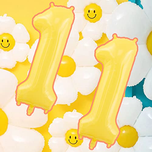 40 Inch Yellow Number 4 Daisy Foil Balloon Set for Birthday