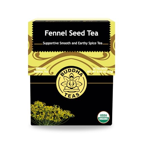 Buddha Teas Organic Fennel Seed Tea - Caffeine-Free Herbal Tea, 18 Bags