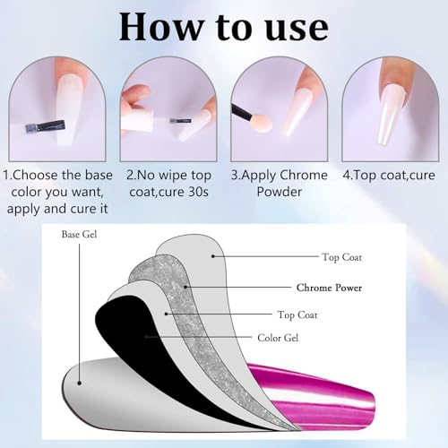 SIUSIO Chrome Nail Powder Set 4 Colors Metallic Mirror Pigment Kit