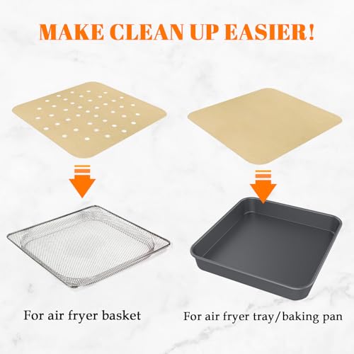 Golden Associate 12x12 Inch Parchment Paper Liners for Air Fryer 130 Pcs Combo - Perforated & Unperforated Sheets for Ninja, Cuisinart, Breville, Instant Pot