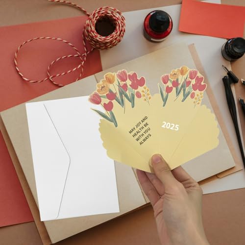 4-Pack Floral Ice Cream Greeting Cards with Envelopes