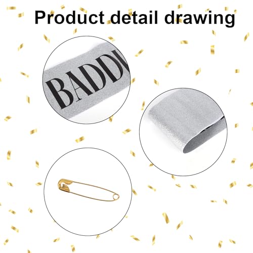 Glitter Birthday Baddie Sash with Safety Pin - Party Accessory
