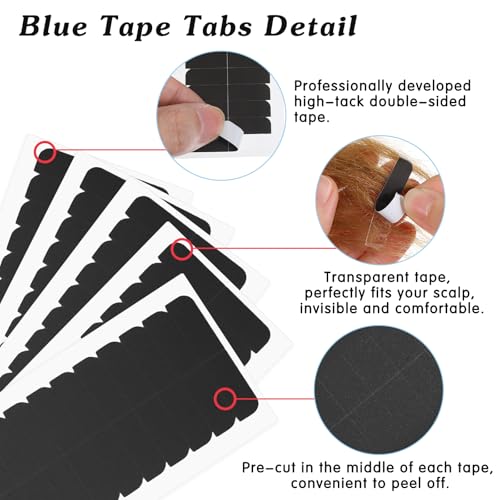 Mabor 120Pcs Double Sided Tape for Hair Extensions Replacement Black