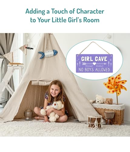 Girl Cave Sign - 12"x6" PVC Wall Decor, Girls Only Room Sign