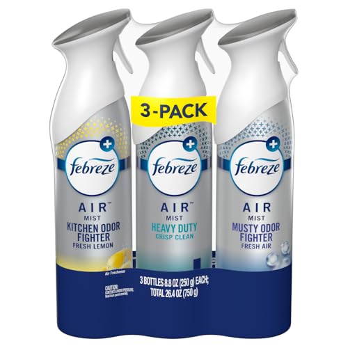 Febreze Air Freshener Spray, Odor-Fighting Room Spray, Heavy Duty Bundle, Heavy Duty Kitchen, Heavy Duty Crisp Clean, Musty Odor Fighter Scent Mix, 8.8oz, 3 Count