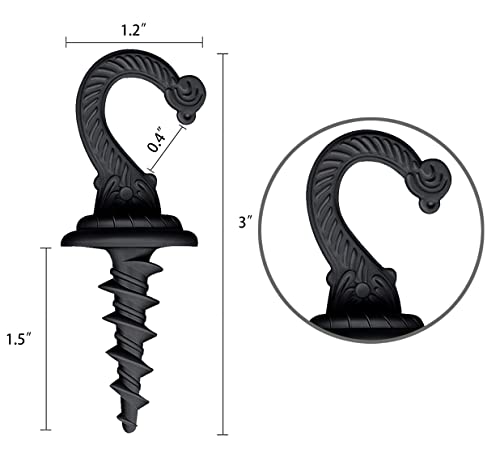 Heavy Duty Ceiling Hooks for Hanging Plants, Black Metal, 2-Pack