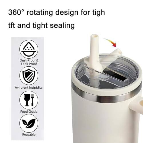 2 Pack 40 oz Tumbler Flip Straw Lid Replacement Compatible for Stanley Quencher, Leak-Proof Splash Resistant Tumbler Lids,Reusable Tumbler Cover for Stanley Cup (Rose Red)