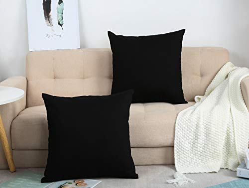 TangDepot 12x12 Black Cotton Throw Pillow Cover - Durable, Removable Zipper