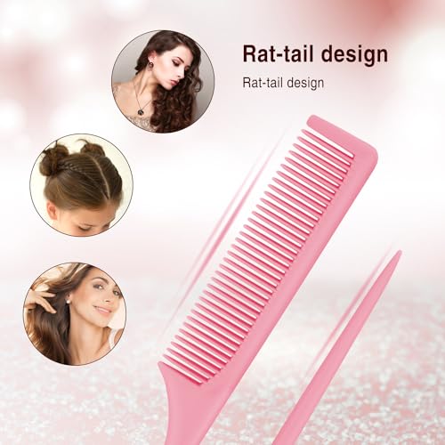 Patelai 3-Piece Rat Tail Comb Set - 9 Inch Plastic Pintail Teasing Combs