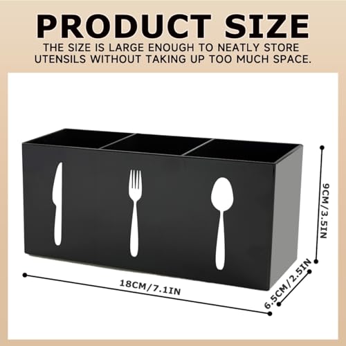 Black Silverware Holder - Spoon and Fork Organizer for Parties