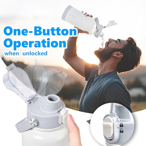 EIPOSAU 32 oz Insulated Stainless Steel Water Bottle, Off-White
