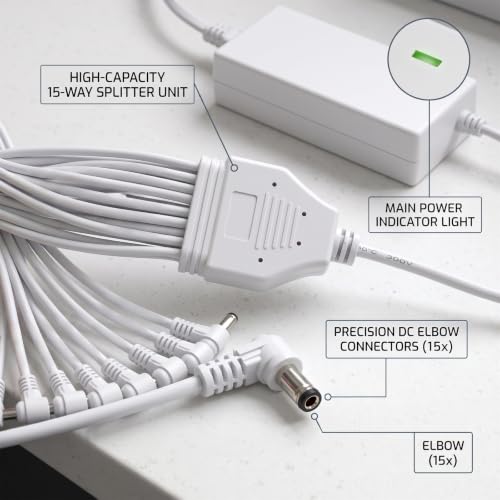 DC 4.5V 5A Power Adapter for Lemax Christmas Village & Spooky Town Accessories - 15 Outlets, 4.5V 5A, 15 Plug