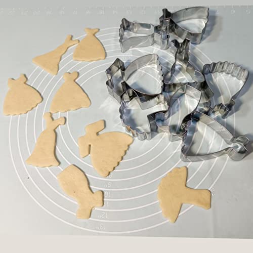 Stainless Steel Dress Shaped Cookie Cutters Set - 8 Pcs for Baking & Decorating