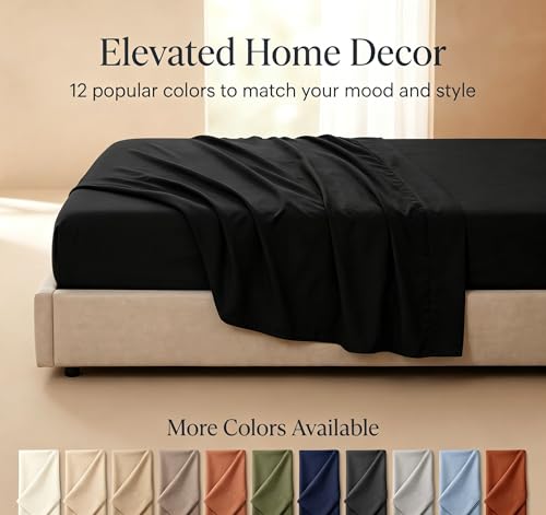 Luxury Brushed Microfiber Flat Sheet (Queen, Black) - Soft & Durable