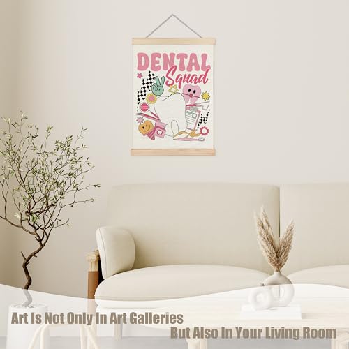 Dentist Wall Art Poster - 12x16 Inch Pink Dental Clinic Canvas Decor