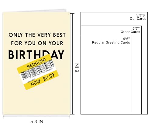 Funny Sarcastic Happy Birthday Card for Friend and Family with Envelope