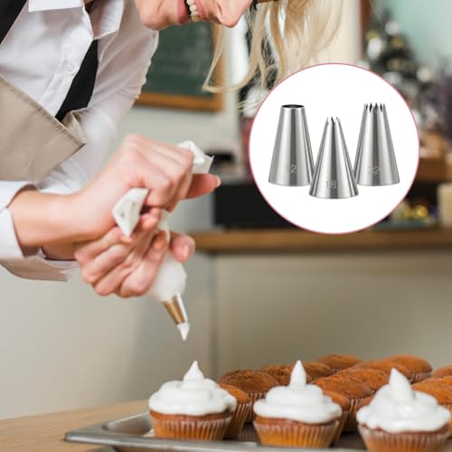 3-Piece Stainless Steel Cake Piping Tip Set #12, #18, #32