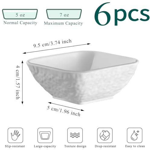 Kyraton 6-Piece 6oz Plastic Dipping Bowls Set - White Condiment Servers