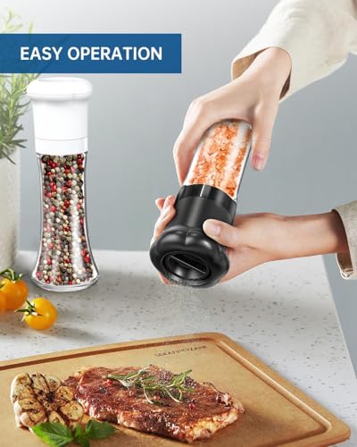 CIRCLE JOY Tall Black Manual Salt and Pepper Grinder Set with Ceramic Blades