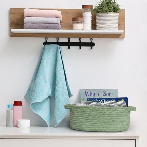Green Cotton Rope Storage Basket - 13" x 9" x 5" for Gifts & Organizing