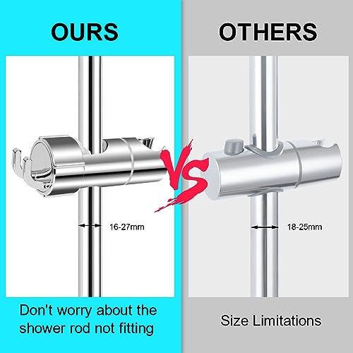 OSDUE White Adjustable Shower Head Holder - 360° Rotating Chrome Clamp