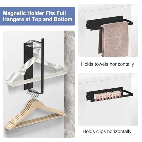 FODIENS Magnetic Hanger Holder for Laundry Room, Heavy-Duty Black Rack