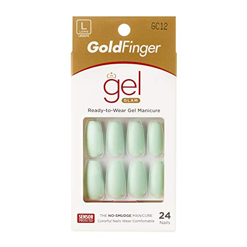 KISS Gold Finger Long Full Cover Press-On False Nails 24 Pcs