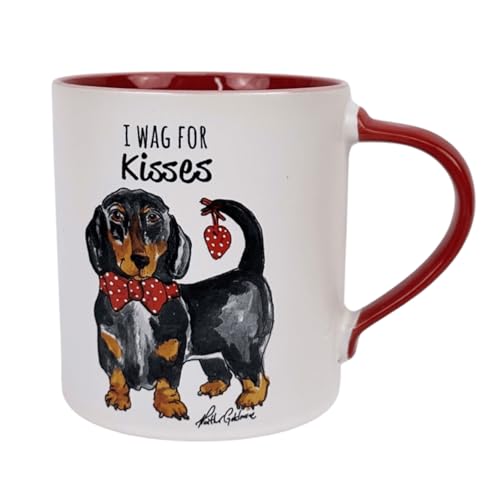 Kisses Dachshund Mug - 16oz Dog Lovers Coffee Cup, Funny Ceramic Tea Mug for Office & Home