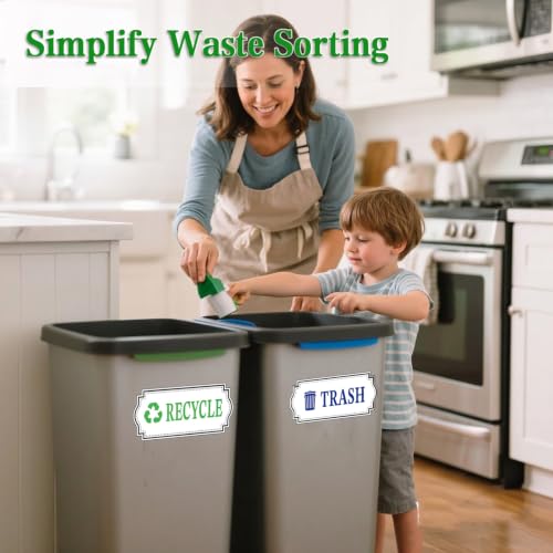 Glow in the Dark Trash & Recycle Stickers - Vinyl Labels for Bins