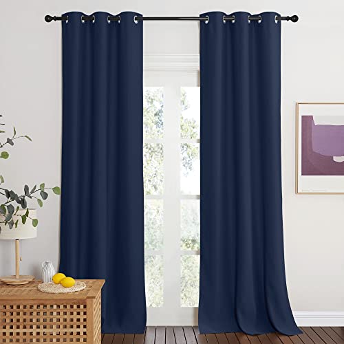 NICETOWN Navy Blue Blackout Curtains for Doorway, 42x95