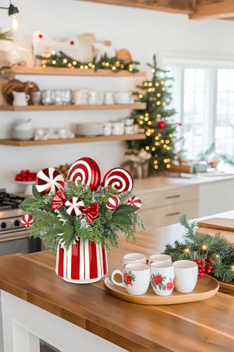 Artificial Christmas Tree with Candy Canes Pine Cones and Potted Decor - Style 5