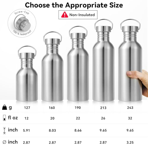 Volhoply 26oz Stainless Steel Water Bottle - BPA Free, Reusable