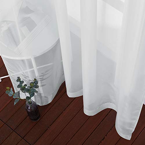 Light Gray Sheer Curtains - 63 Inch Voile Drapes with Silver Eyelets, 2 Panels