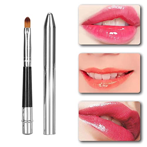 Retractable Lip Brush 2 Pcs Aluminum Makeup Brush for Lipstick & Concealer