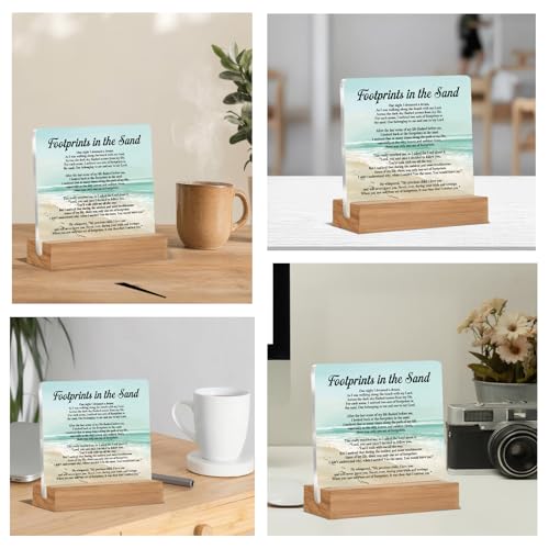 Footprints in the Sand Acrylic Desk Decor - Meaningful Christian Gift