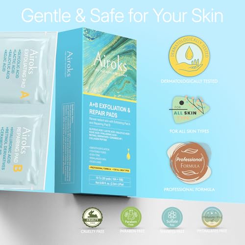 Airoks Exfoliating & Repair Face Pads 10 Count - 2-Step Acid Peel Treatment