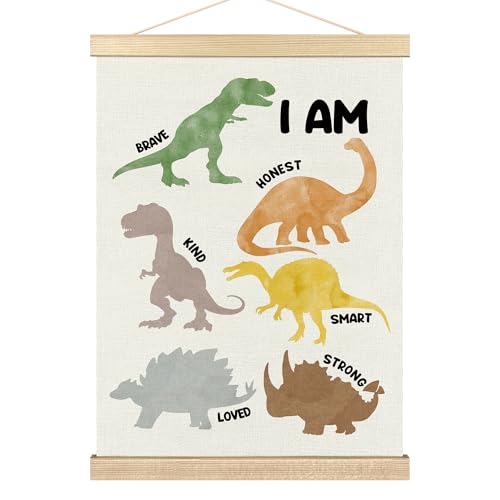 Dinosaur Wall Art for Kids - 12x16 Inspirational Canvas Decor
