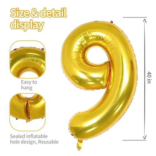 40 Inch Gold Number Balloons for Birthday & Party Decorations