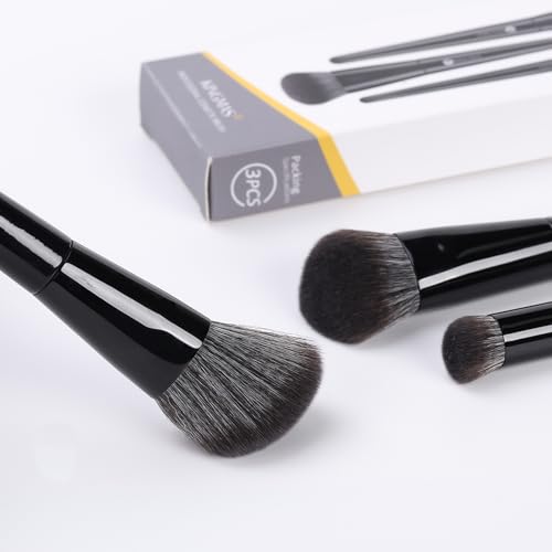 KINGMAS 3-Piece Kabuki Makeup Brush Set - Foundation, Contour & Concealer