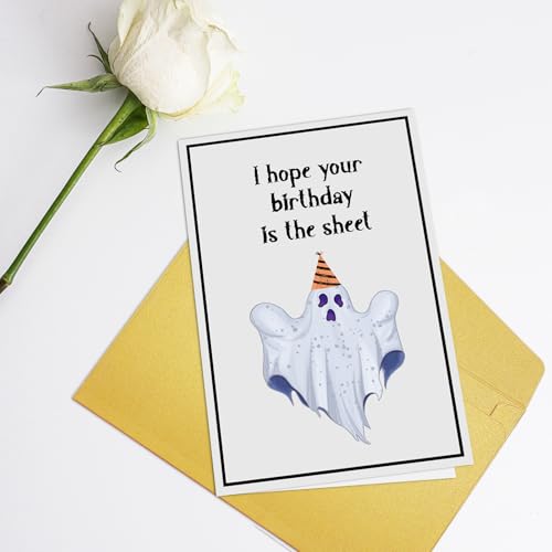 Funny Ghost Birthday Card for Friends & Coworkers - 8x5.3in