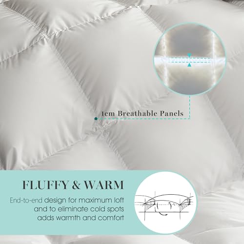 Martha Stewart Goose Down Fiber Comforter Twin Size All Seasons Duvet Insert - Ultra-Soft 1cm Breathable Panel Hotel Luxury Hypoallergenic Comforter, 31oz Fluffy Medium Warmth, 68x90