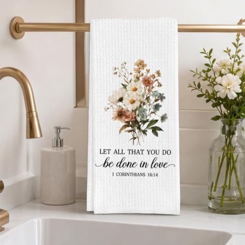 ZUZIMIRA Maroon Waffle Weave Kitchen Towel - Bible Verse Christian Gift