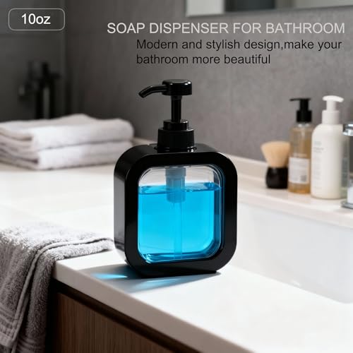 10oz Refillable Soap Dispenser - Leak-Proof PET Plastic - Black