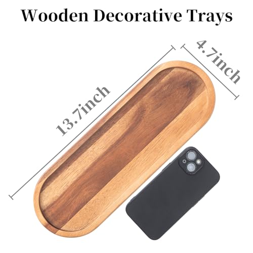 MZROO Acacia Wood Bathroom Tray - 13.7" Countertop Organizer Caddy