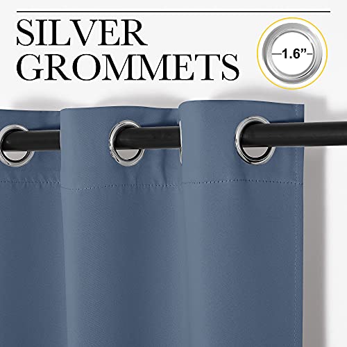 NICETOWN Blackout Curtains - 42 x 78 Inch Stone Blue Thermal Grommet Panels